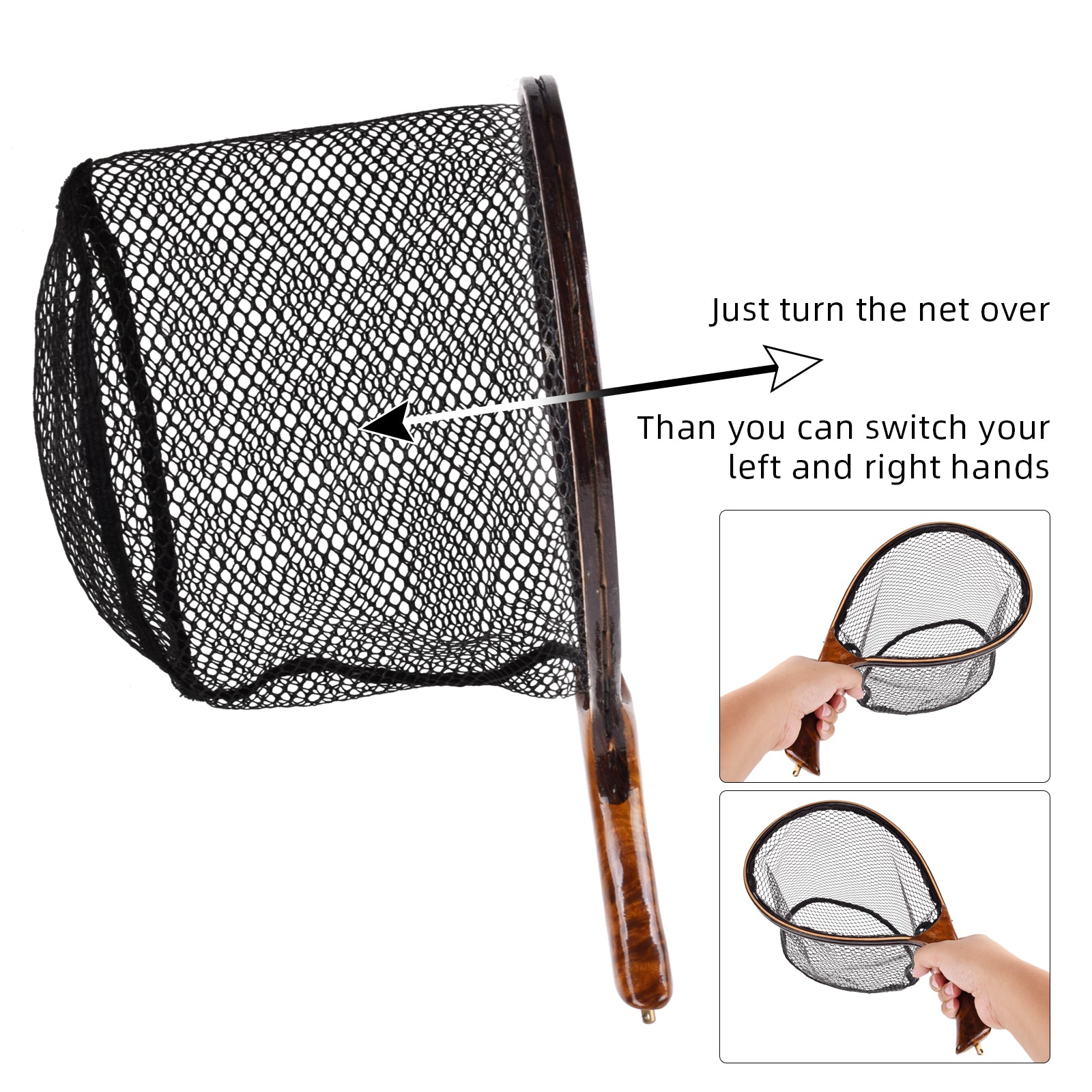 Sf Fly Fishing Landing Net Soft Silicone Rubber Small Mesh Catch And  Release Wood Frame Trout Net With Black Magnetic Release Co