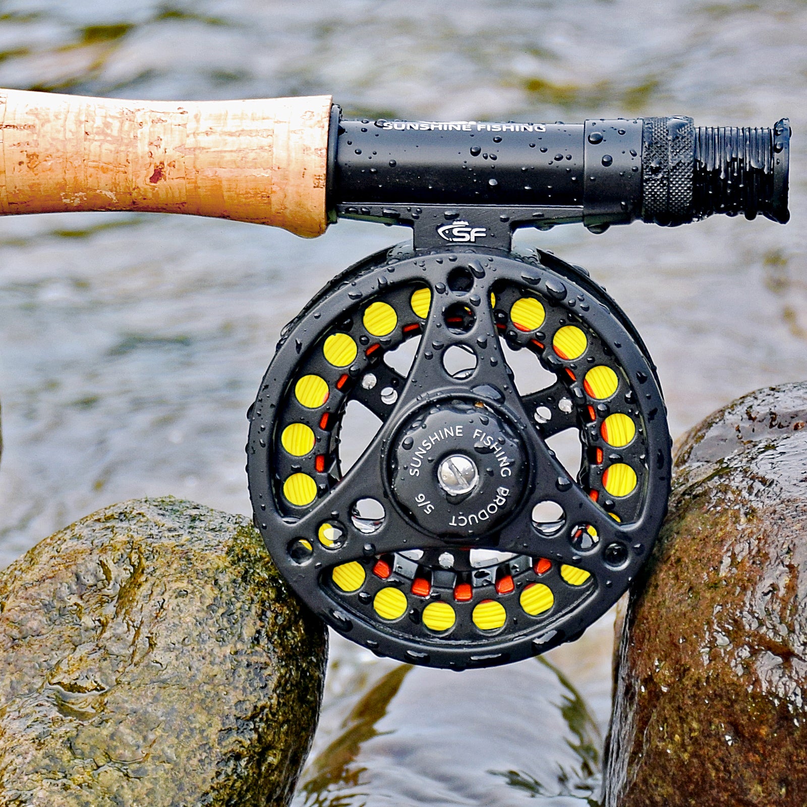 SF Large Arbor Fly Fishing Reel 7/8wt Aluminum Alloy Body Die-Cast Matt  Black Pre-Loaded Fly Reel with Line Combo Fluorescent Yellow Fly Line