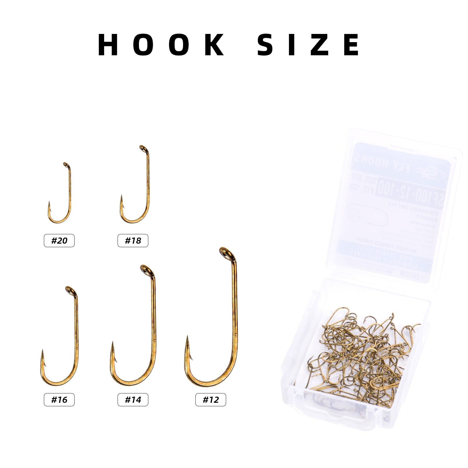 Fishing Hooks Fishhooks 50 PCS/Pack Long Shank Curve Fishing Fly Hook Tying  Hook Stimulator Flies Hook Bronzed Size 8 10 12 14 16 Barbed Fish Hooks